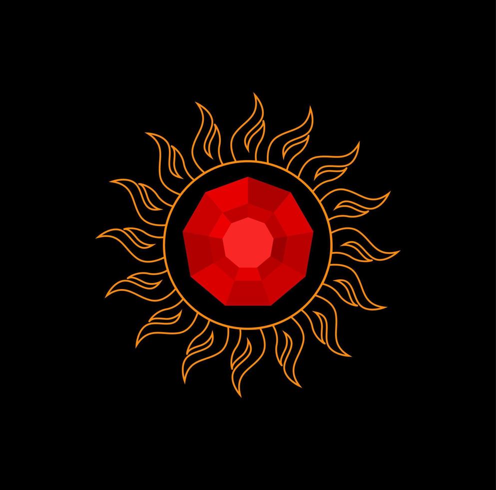 logotipo vectorial de sol y diamante rojo. vector