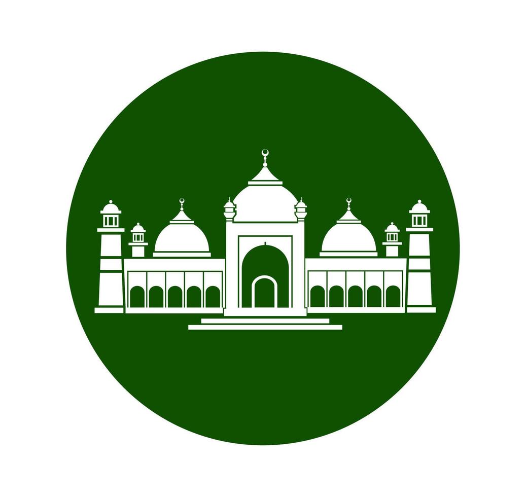 Badshahi Mosque vector icon. Badshahi masjid flat illustration. Badshahi masjid icon.