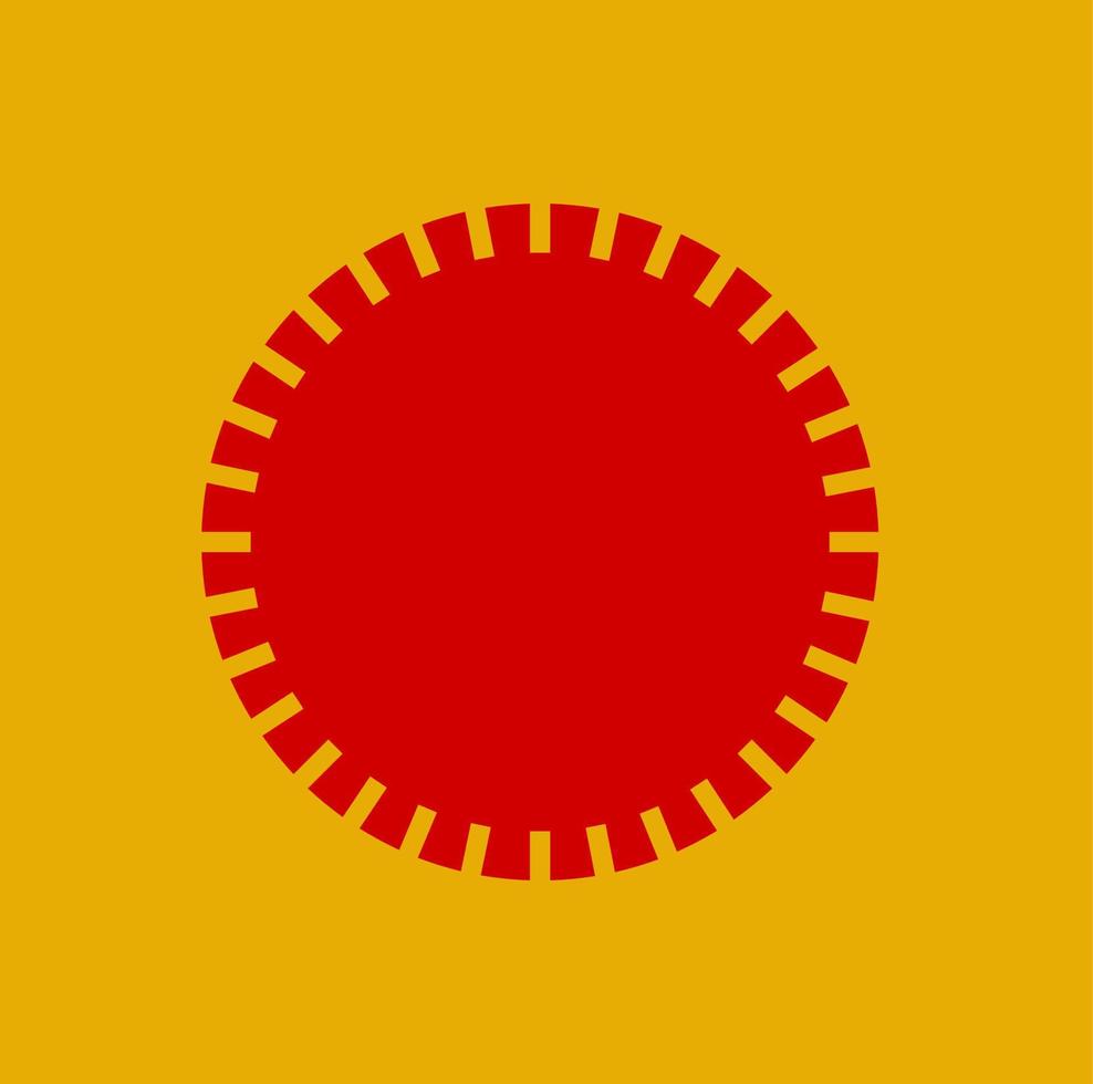 Red sun icon on yellow color. Red sun icon. vector illustration bindi.