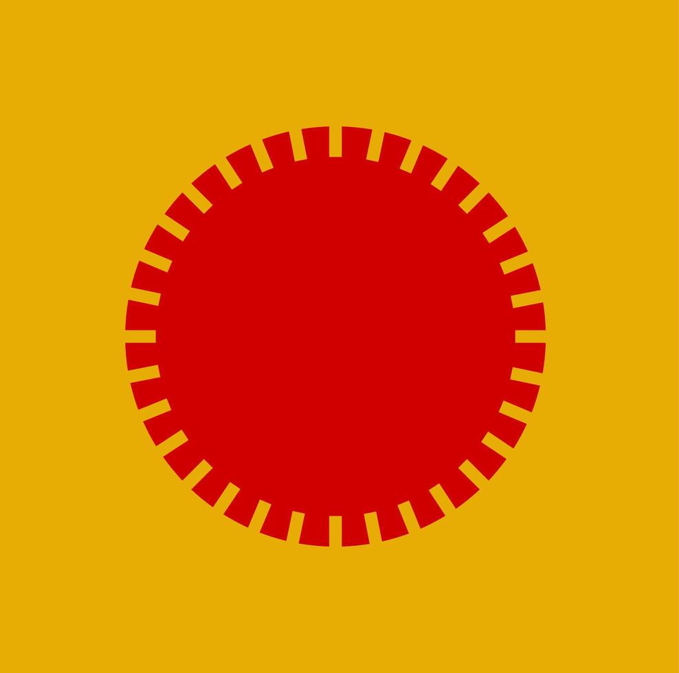 Red sun icon on yellow color. Red sun icon. vector illustration bindi.