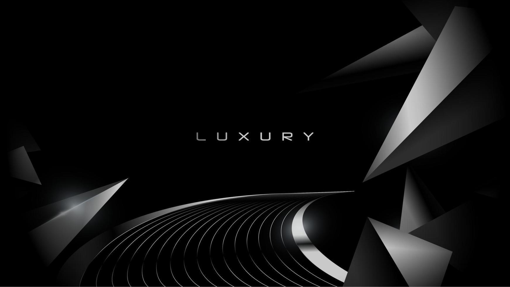 Luxury Elegant Super Car Automobile Urban Design Background. Premium Black Silver Metallic Shine lines Effect Display showroom in store. Luxurious Brand Royal High Standard Award Background Template vector