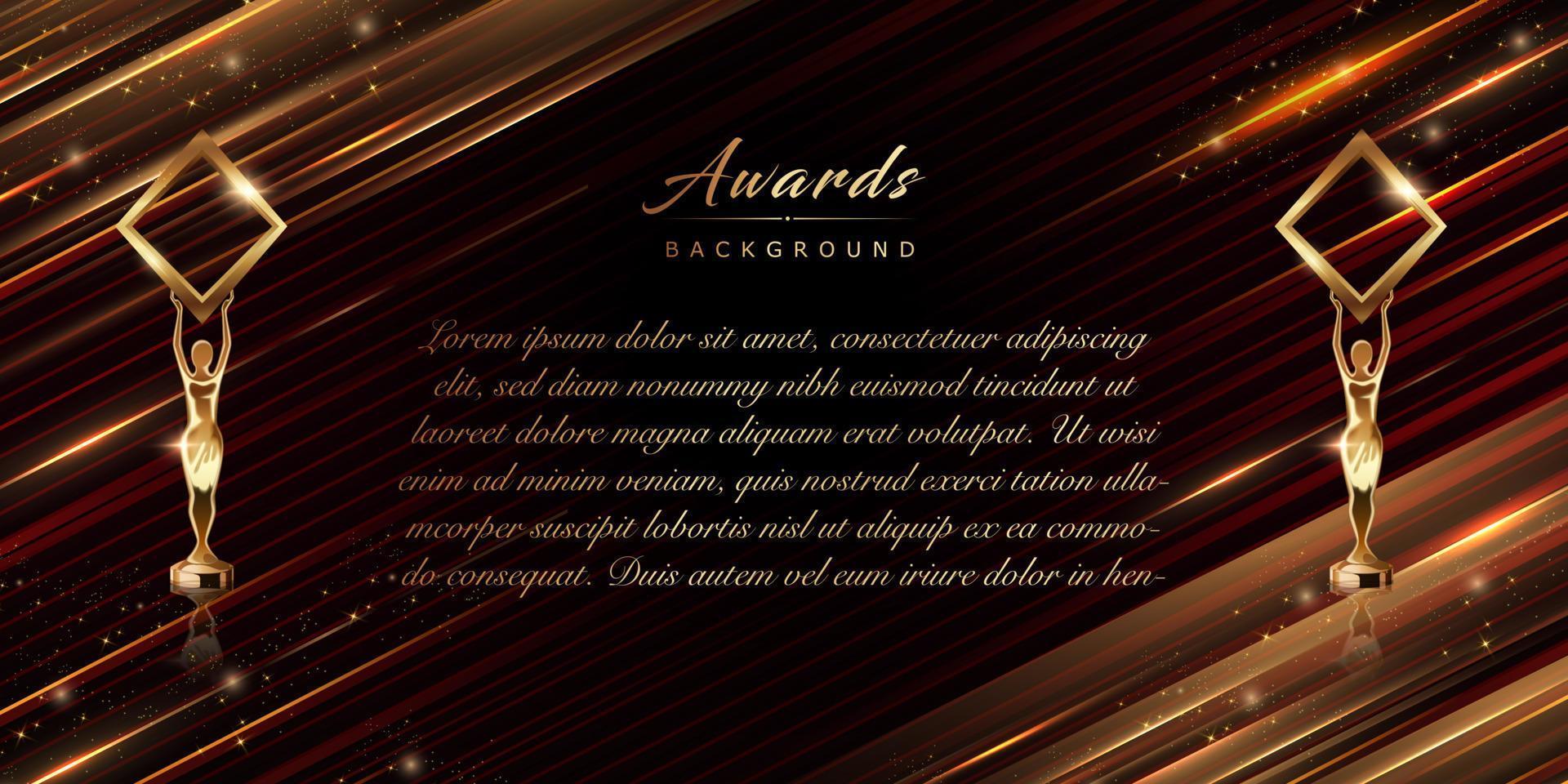 15Black Golden Side Slant Speed Lines Award Background. Trophy on Luxury Background. Modern Shimmer Abstract Design Template. LED Visual Motion Graphics. Wedding Invitation Poster. Certificate Design vector
