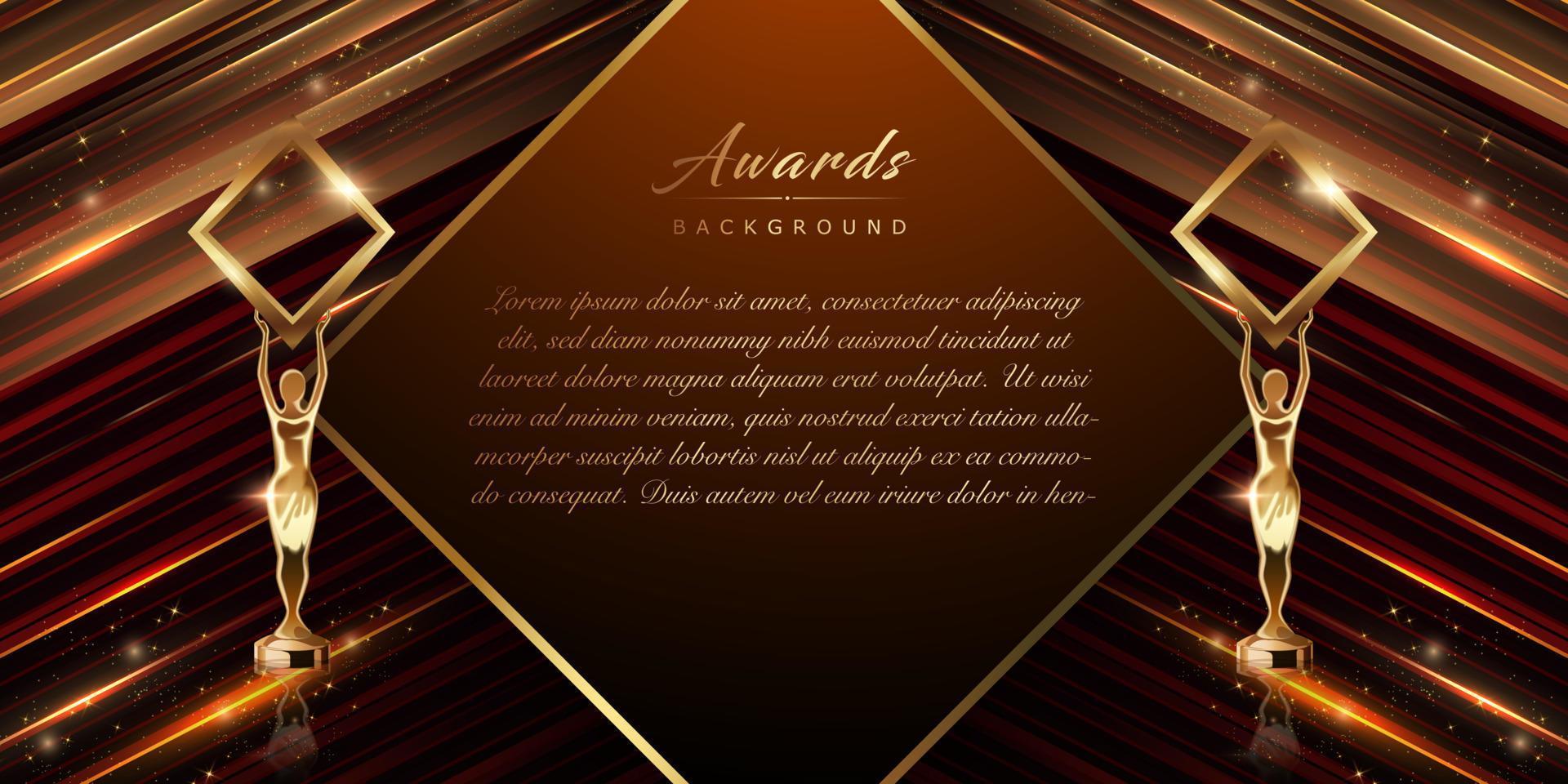 Black Golden Diamond shape Frame Lines Award Background. Trophy on Luxury Background. Modern Shimmer Abstract Design Template. LED Visual Motion Graphics. Wedding Invitation Poster. Certificate Design vector