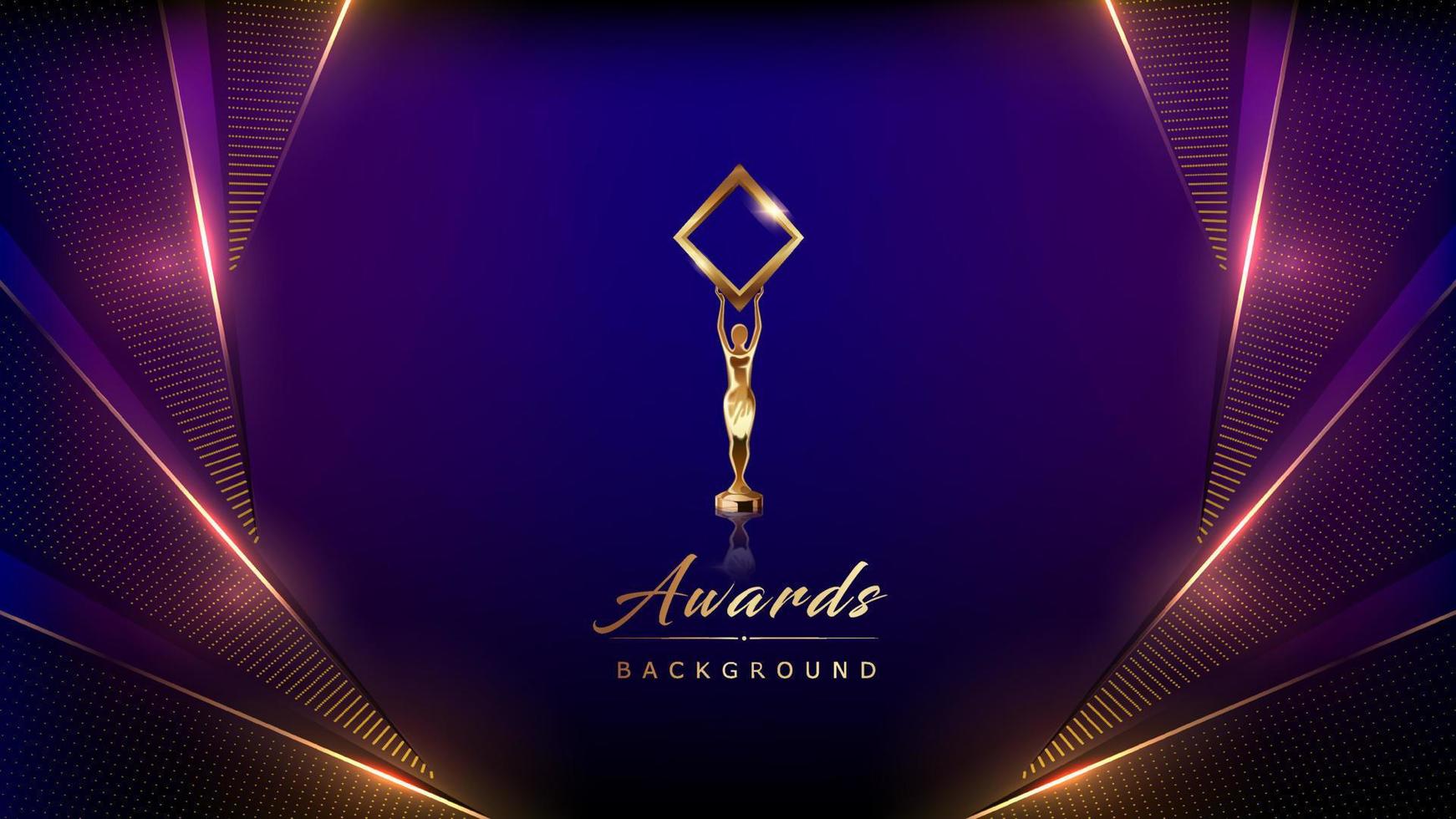 Blue Golden Side Corner Curve Dotted Circle Award Background. Trophy on Luxury Background. Modern Abstract Design Template. LED Visual Motion Graphics. Wedding Invitation Poster. Certificate Design. vector