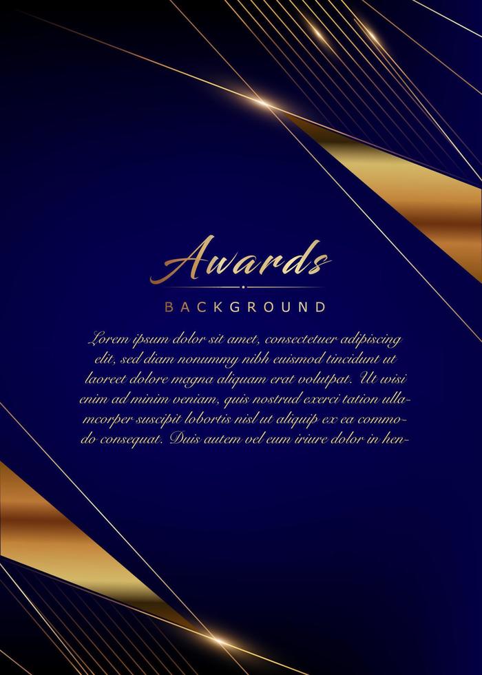 Blue Golden Side Corner Design Award Background. Trophy on Luxury Background. Modern Abstract Design Template Wedding and Marriage Card. Engagement Invitation Card. A4 Letter Size Certificate Design. vector