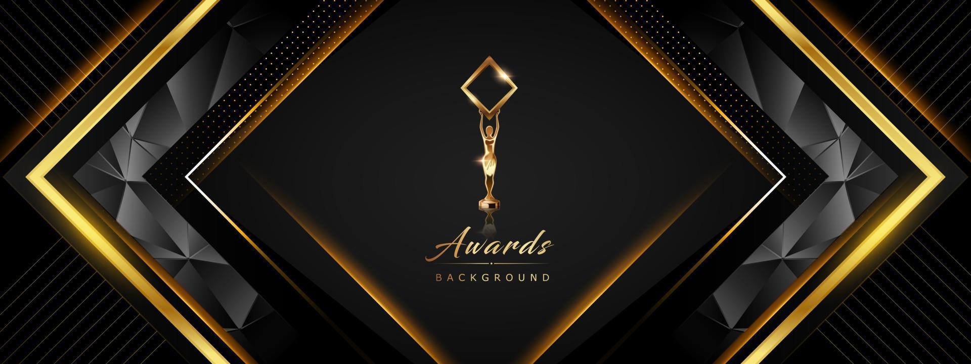 Black Golden Royal Awards Graphics Background Lines Frame Side Triangle Elegant Shine Modern Blended Template Luxury Premium Corporate Abstract Design Template Banner Certificate Dynamic Shape vector