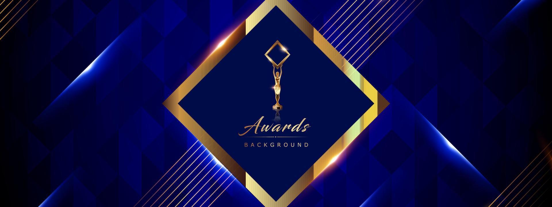 Blue Golden Royal Awards Graphics Background. Diamond Triangle Element. Elegant Shine Modern Template. Luxury Premium Corporate Brochure. Abstract Certificate Banner Diamond Square Polygonal Design. vector