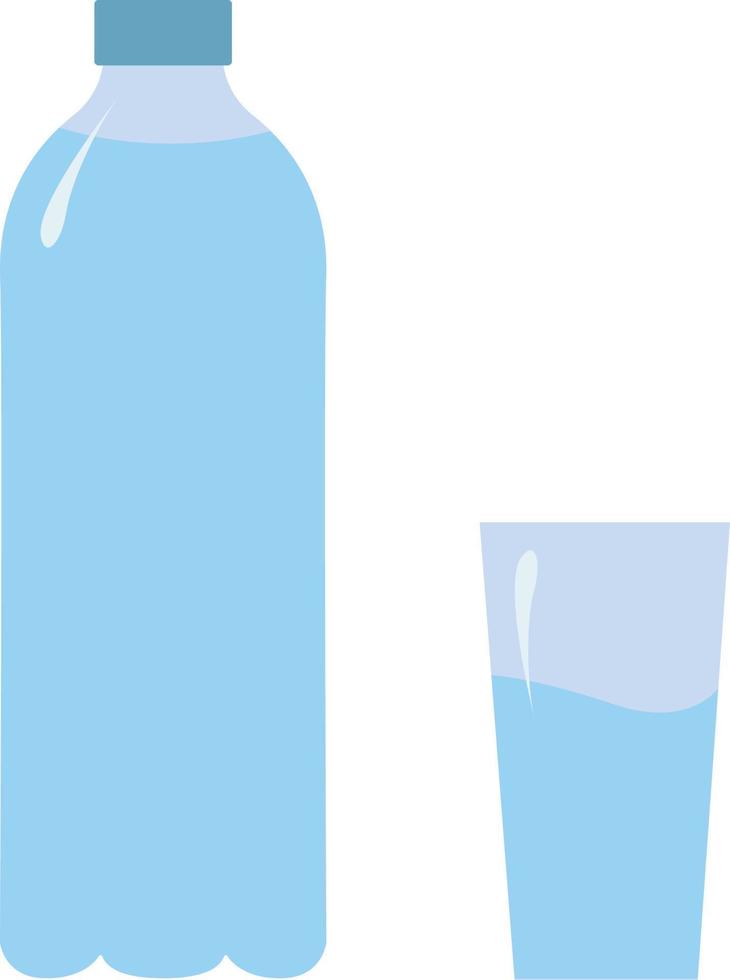 vaso y botella de agua ilustración vectorial aislada sobre fondo blanco vector