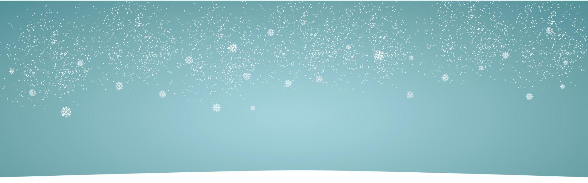 Snow realistic landscape background with showfall and snowflakes transparent vector illustration