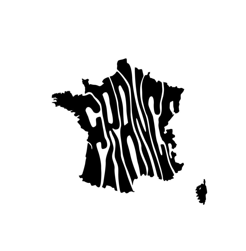 France Map lettering in map shape. France map typography. vector