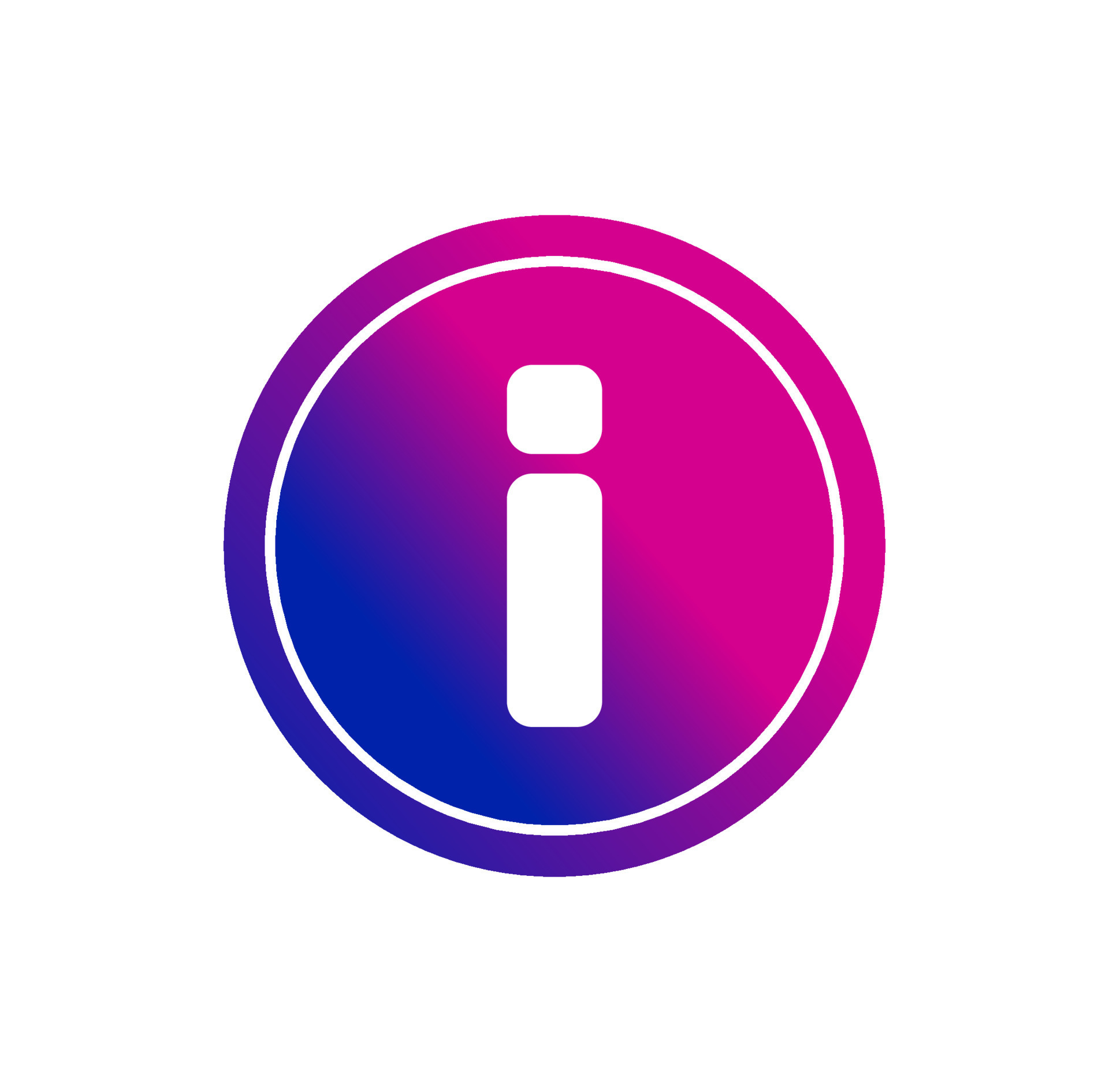 'i' letter information icon on blue pink color Grenadian. 19605756
