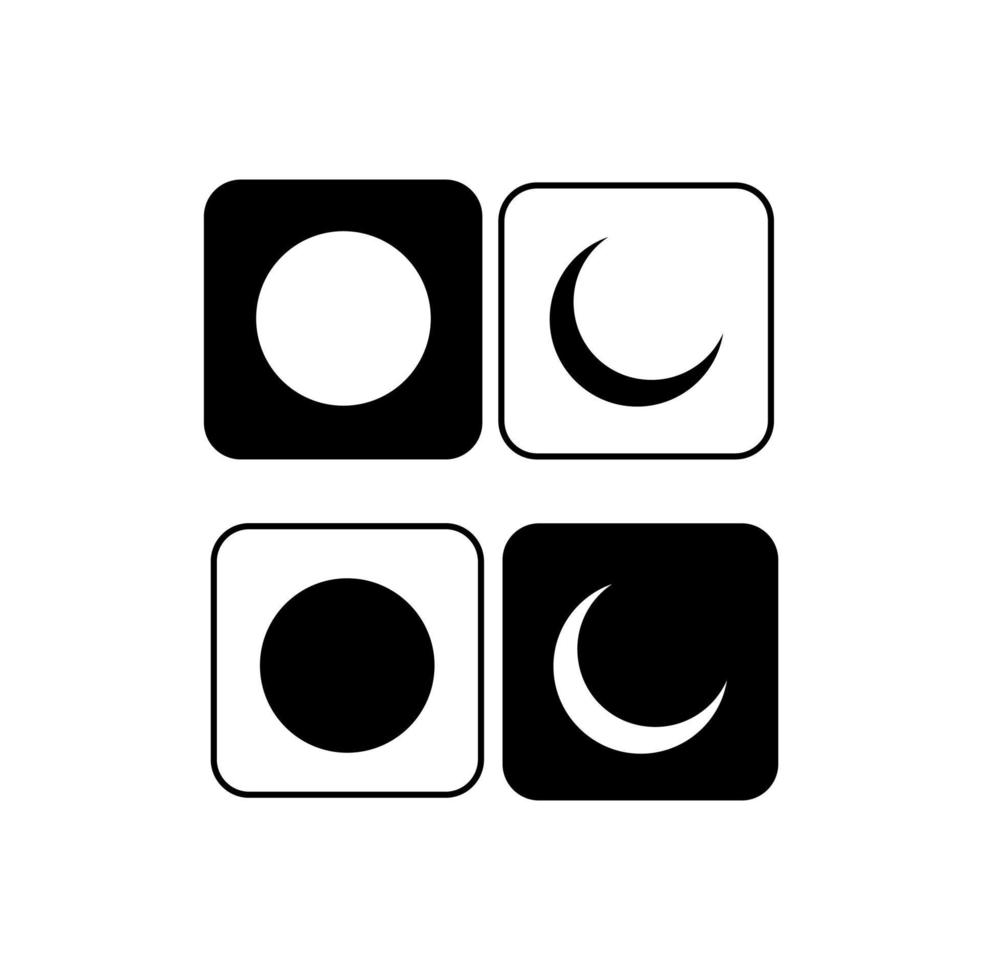 forma simple de sol y luna con modo oscuro y claro. botones. vector