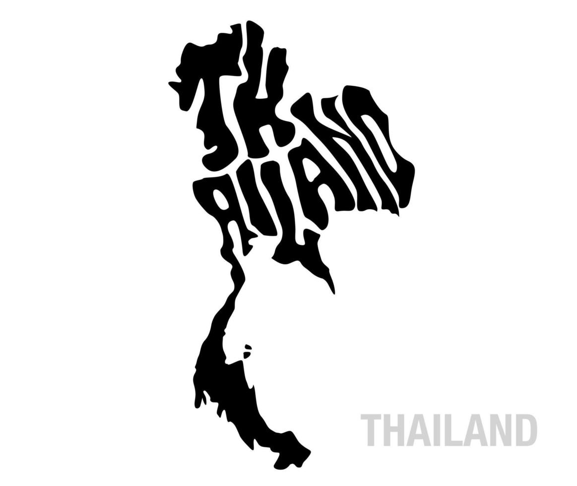 Thailand map typography. Thailand written in map shape. Map lettering. vector