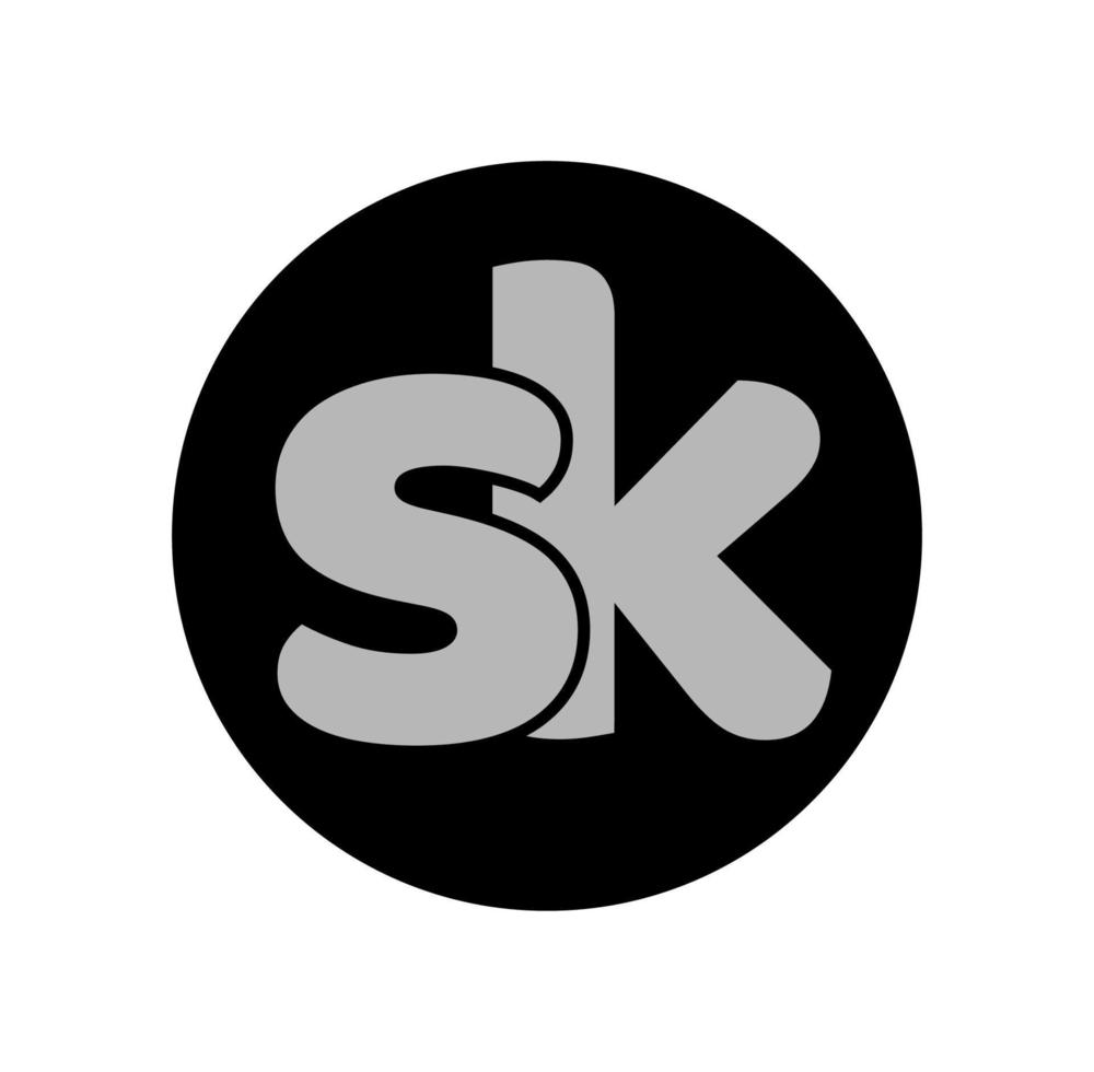 monograma de letras iniciales del nombre de la empresa sk. esquí ico vector