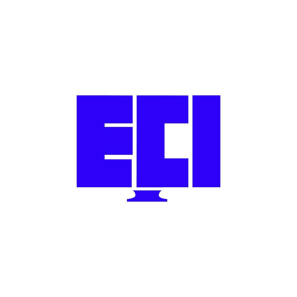 ECI letters in Computer shape. ECI computer icon. vector