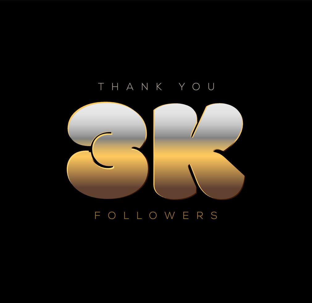Thank You, 3k followers. thanking post to social media followers. vector