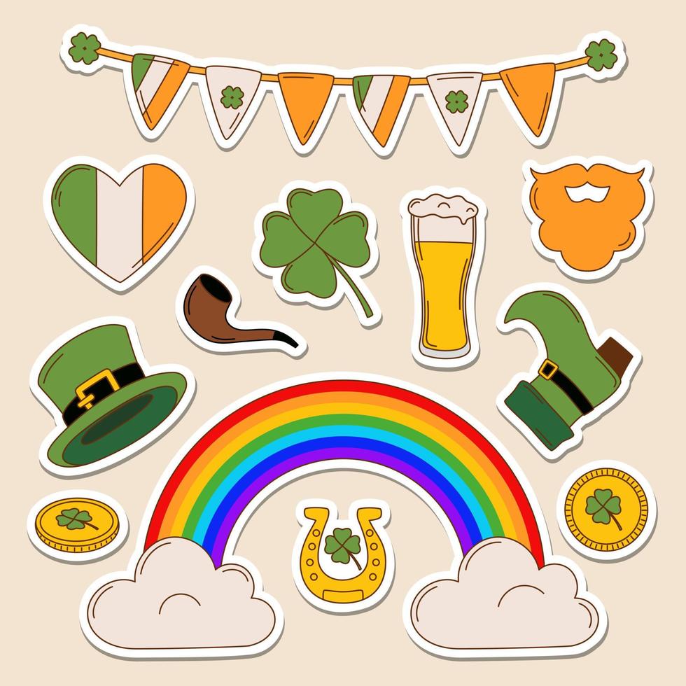 St. Patrick's day vector illustration set