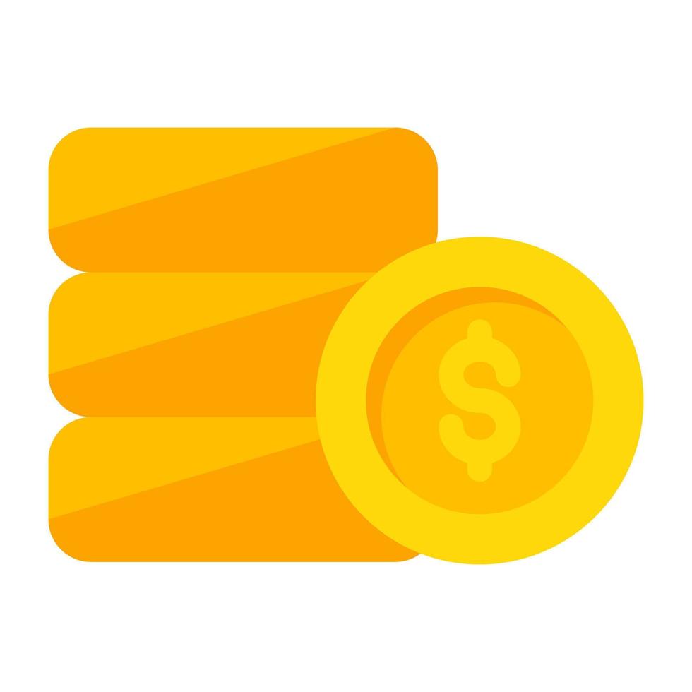 An editable design icon of dollar coins vector