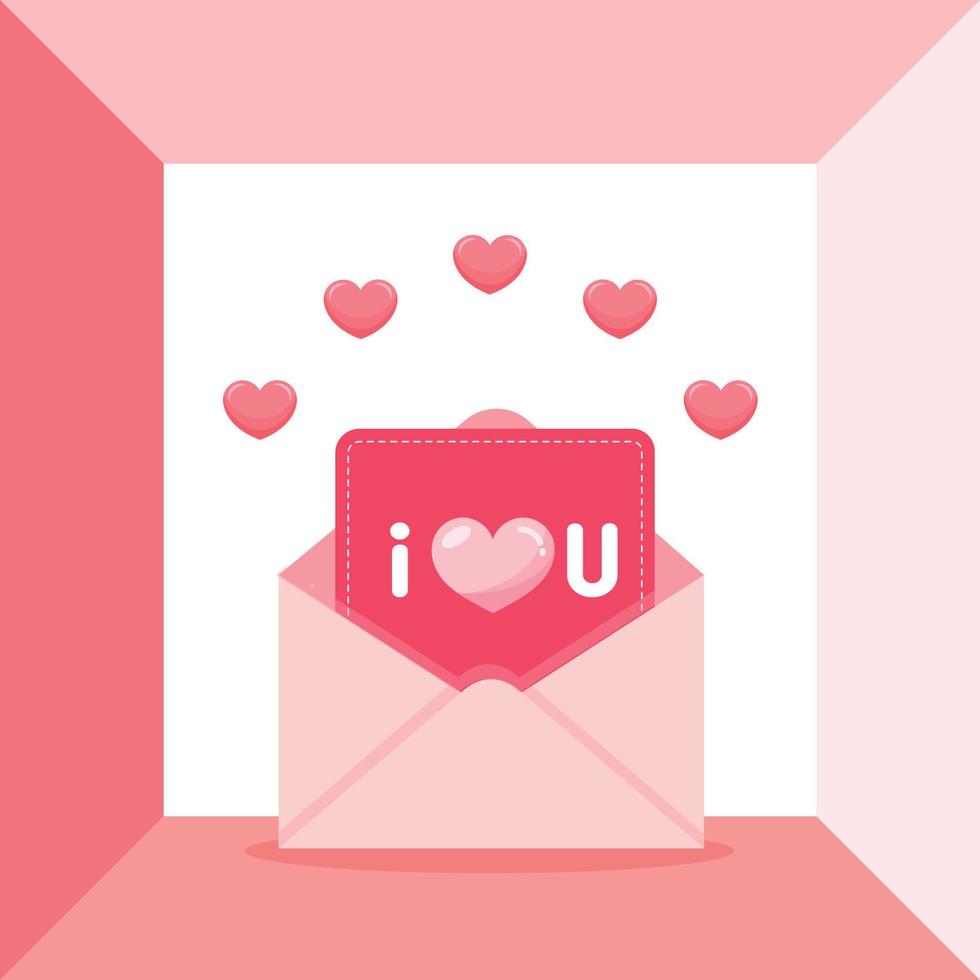 Illustration of the opened envelope with hearts. vector