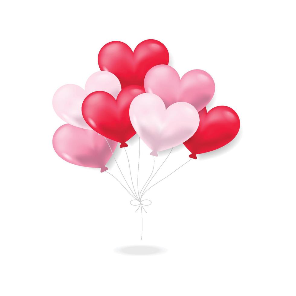 Red and pink heart balloons on a white background vector