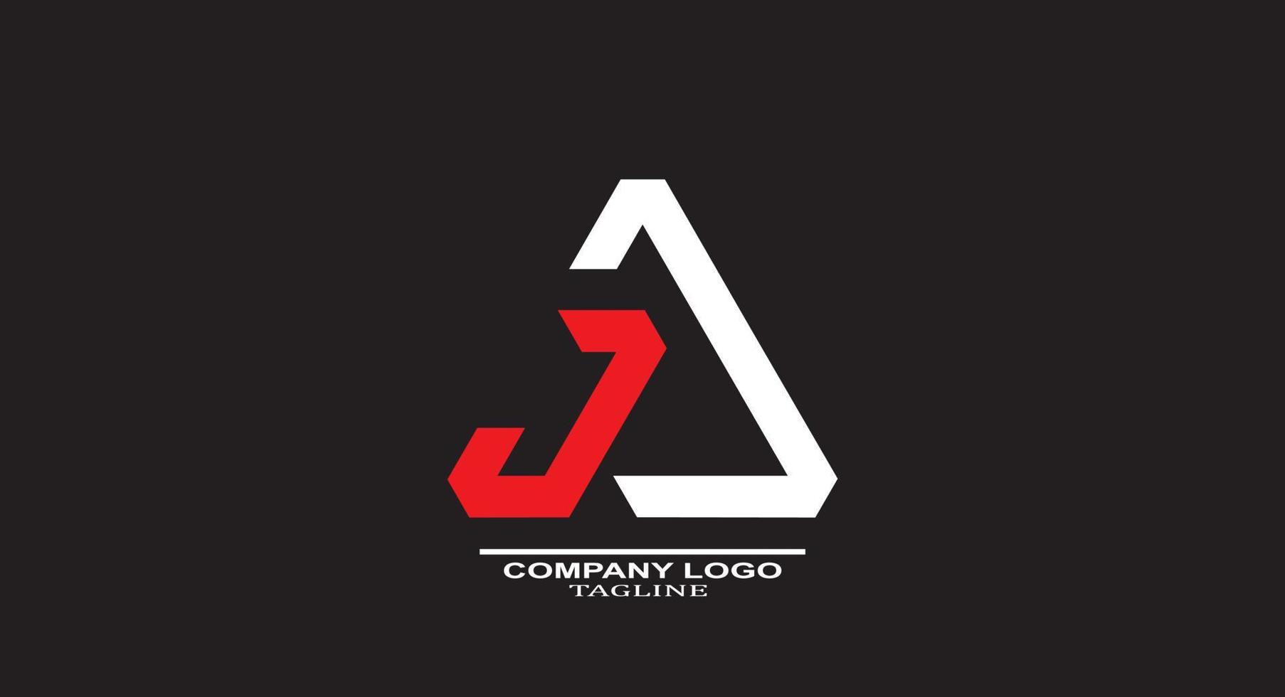 AJ or ja logo design in triangle shape vector