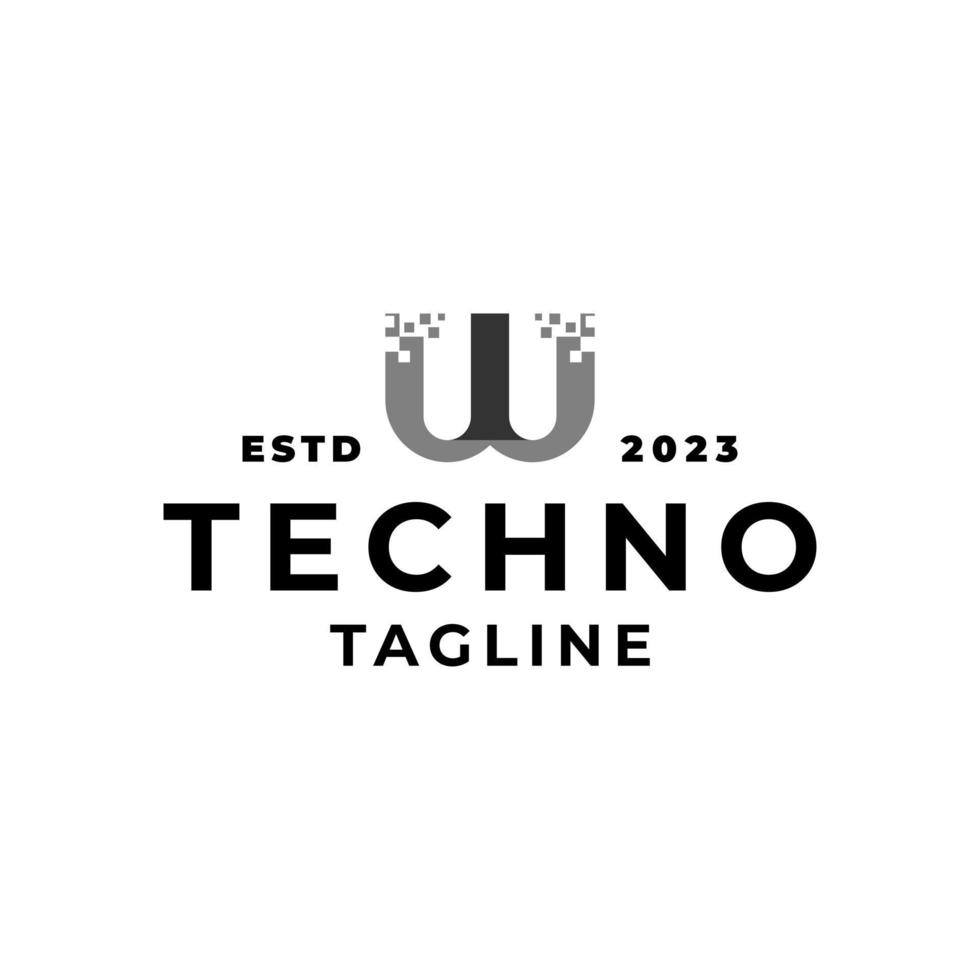 technology themed letter W logo. great for any technology-related business vector