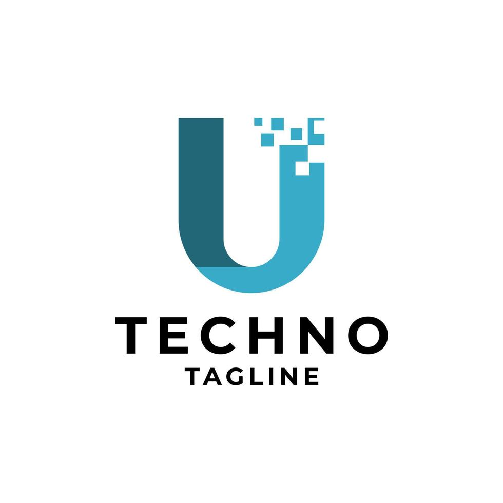 logotipo de la letra u con temática tecnológica. ideal para cualquier negocio relacionado con la tecnología vector