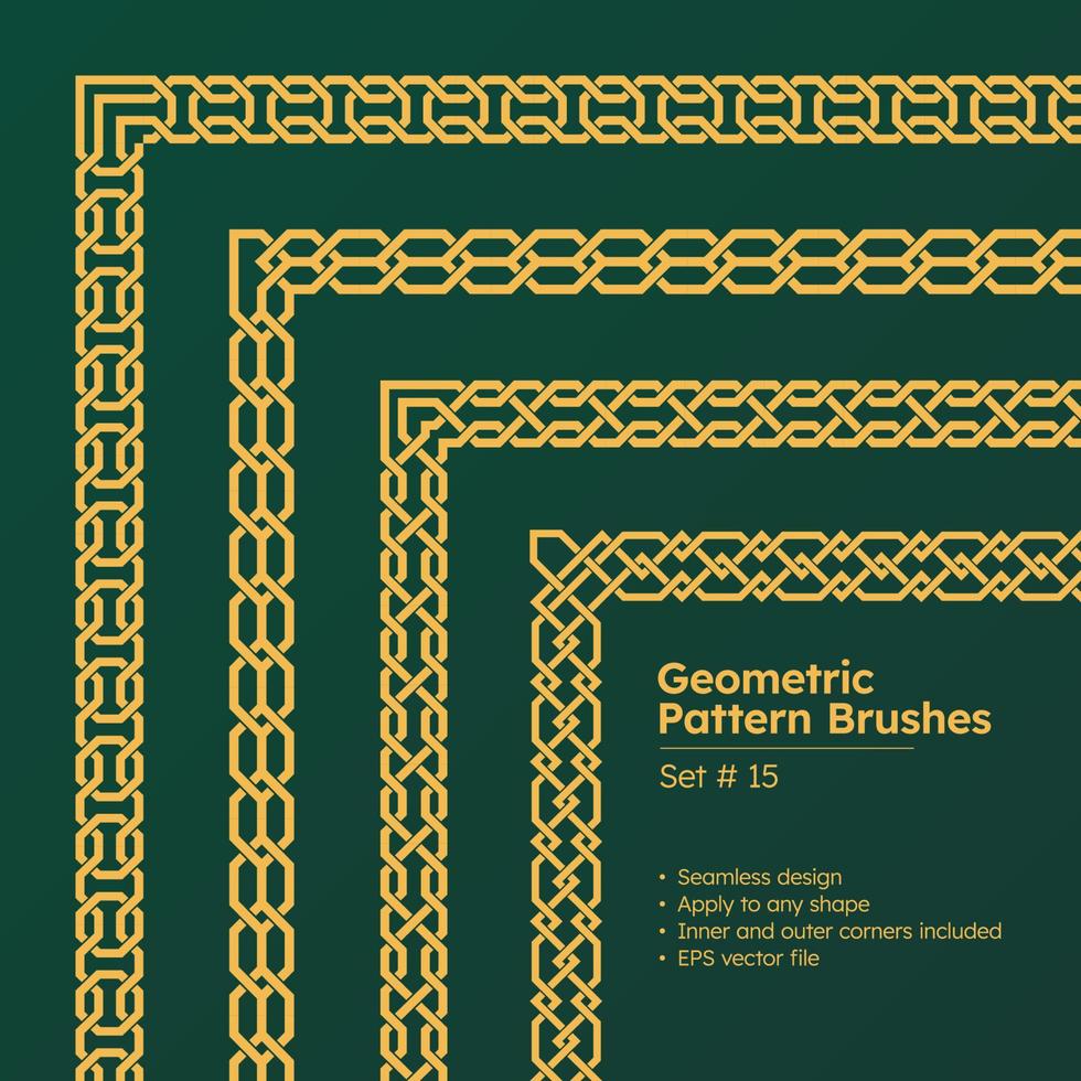 conjunto de pinceles de patrón geométrico diseño de bordes griegos o pinceles de patrón de borde de estilo chino vector