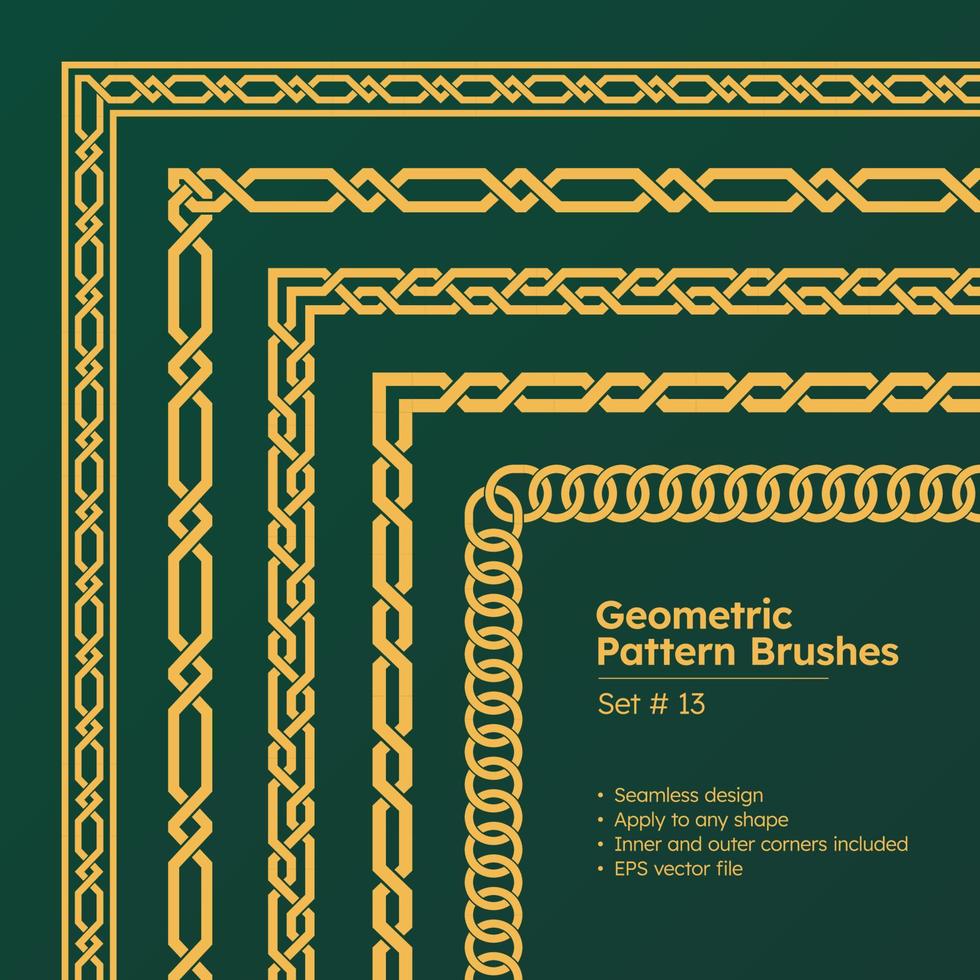 Set of Pattern Brushes Greek Geometric Borders Design vector