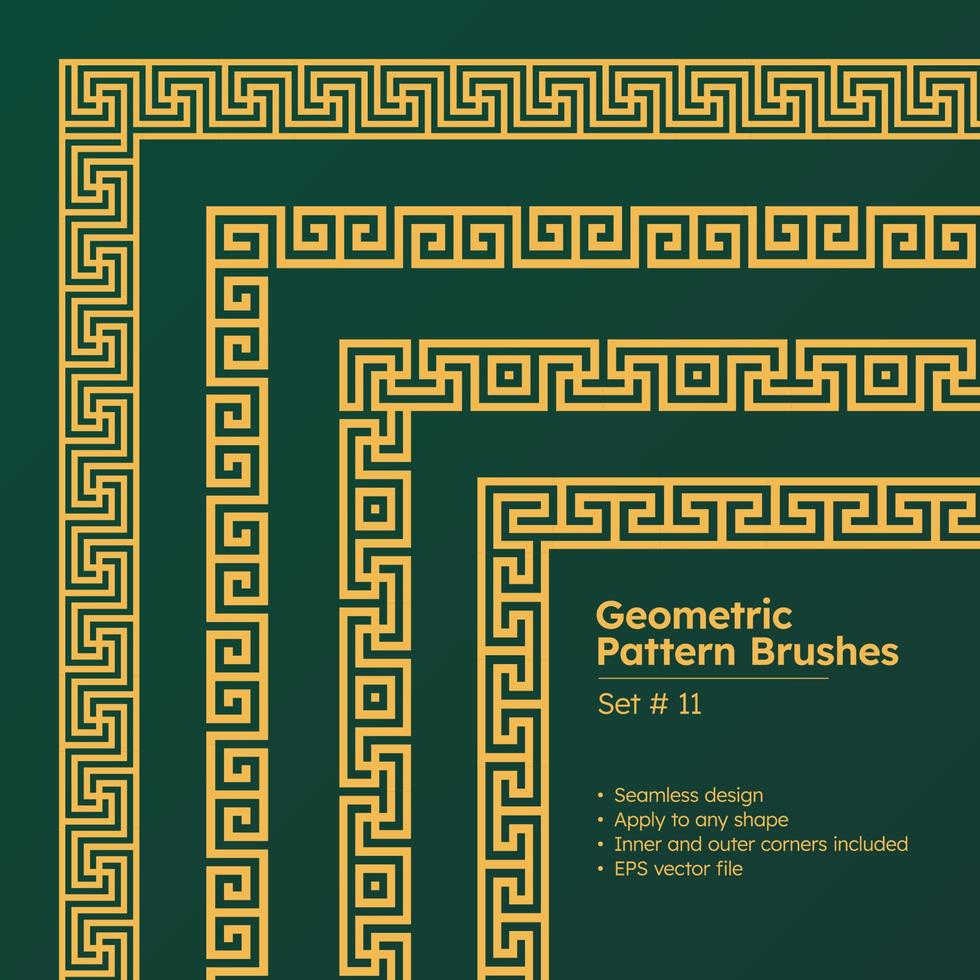 Set of Geometric Pattern Brushes Greek Borders Design vector