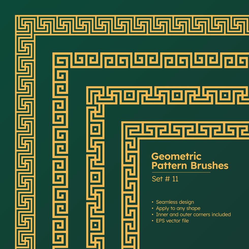 conjunto de pinceles de patrones geométricos diseño de bordes griegos vector