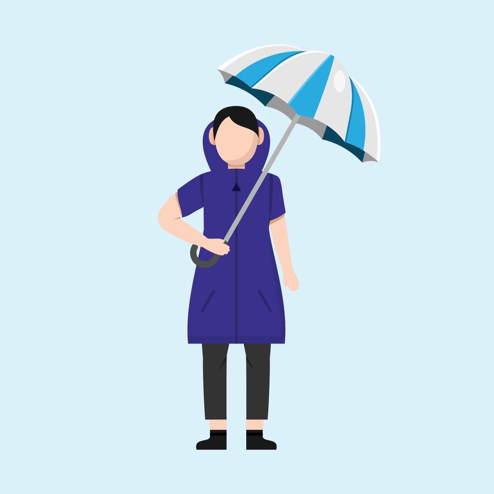 People On Rainy Day Flat Design Character Illustration vector