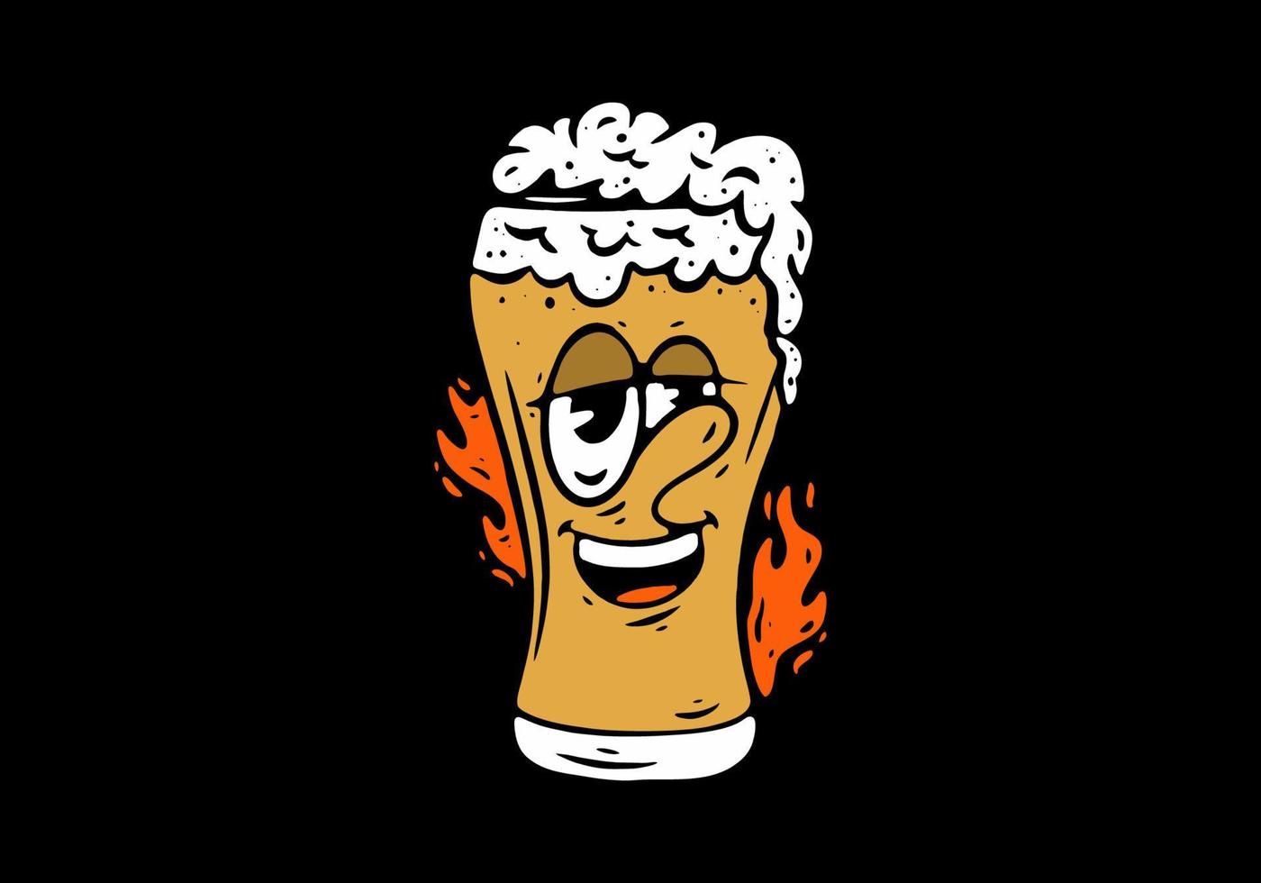 The foamy glass of beer character illustration vector