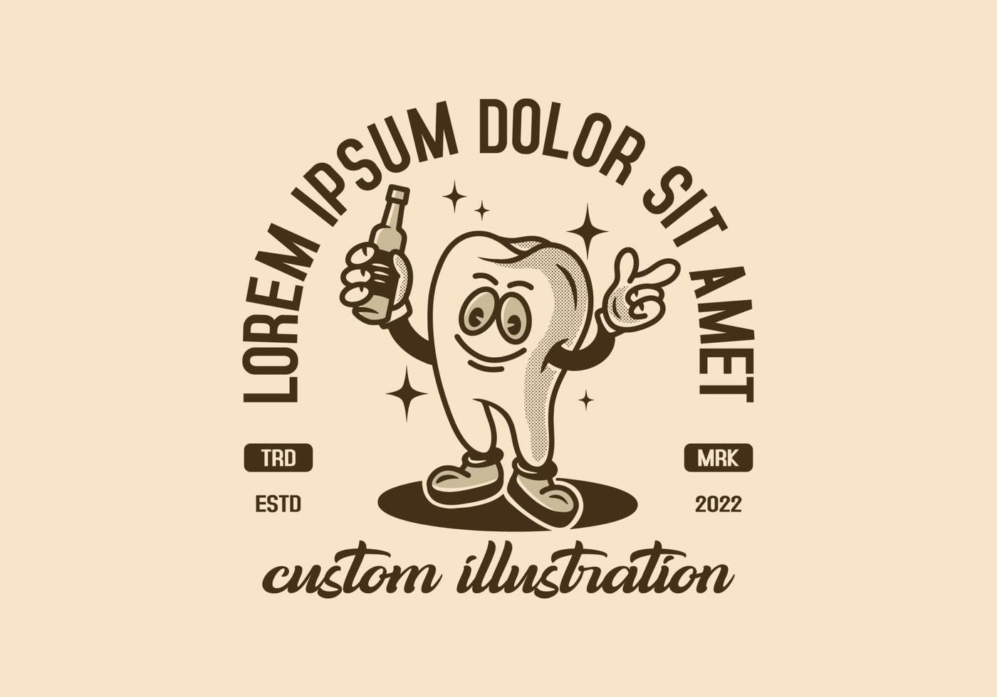 un diseño de placa de ilustración de un personaje dental vector