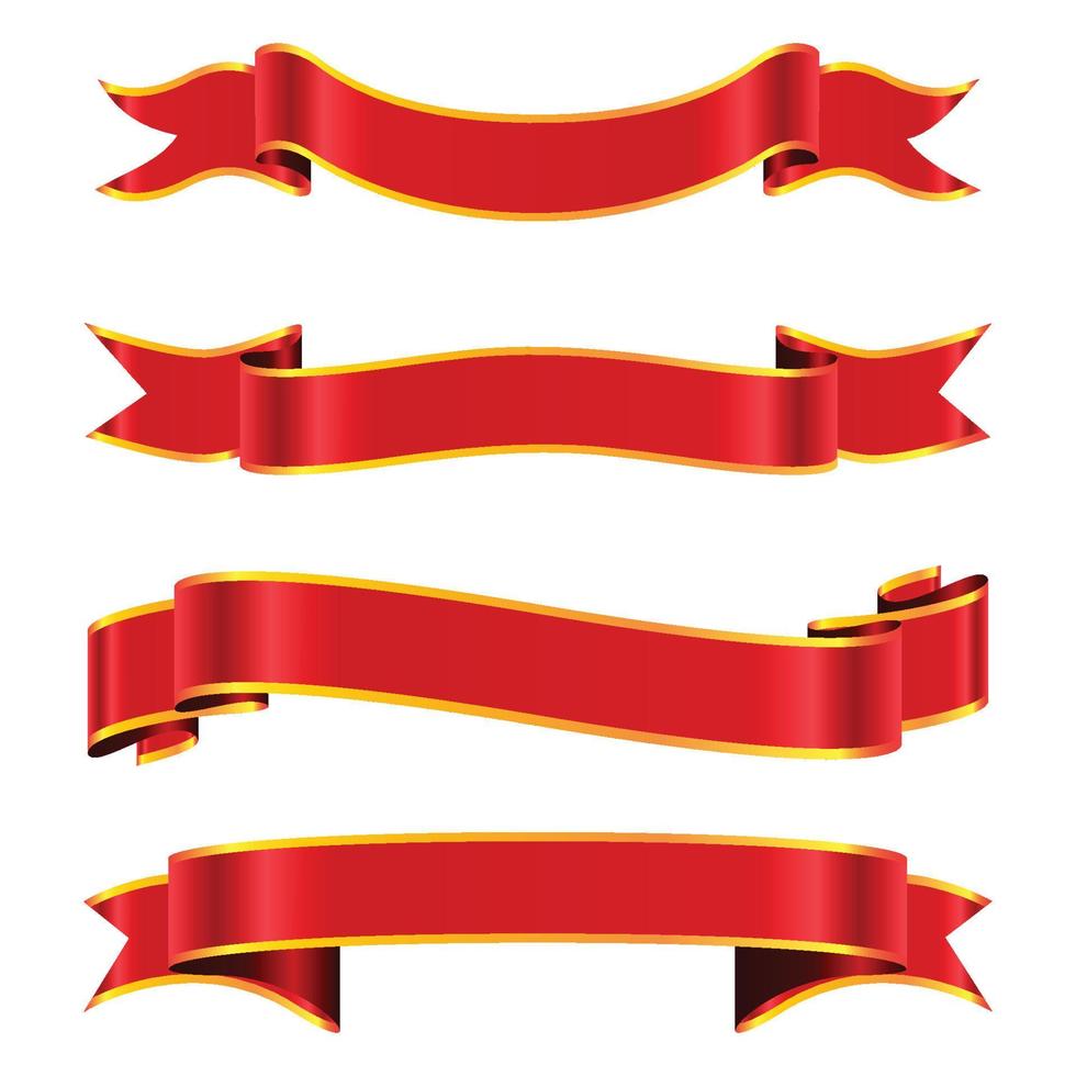 Flat vector ribbons banners set isolated on white background.