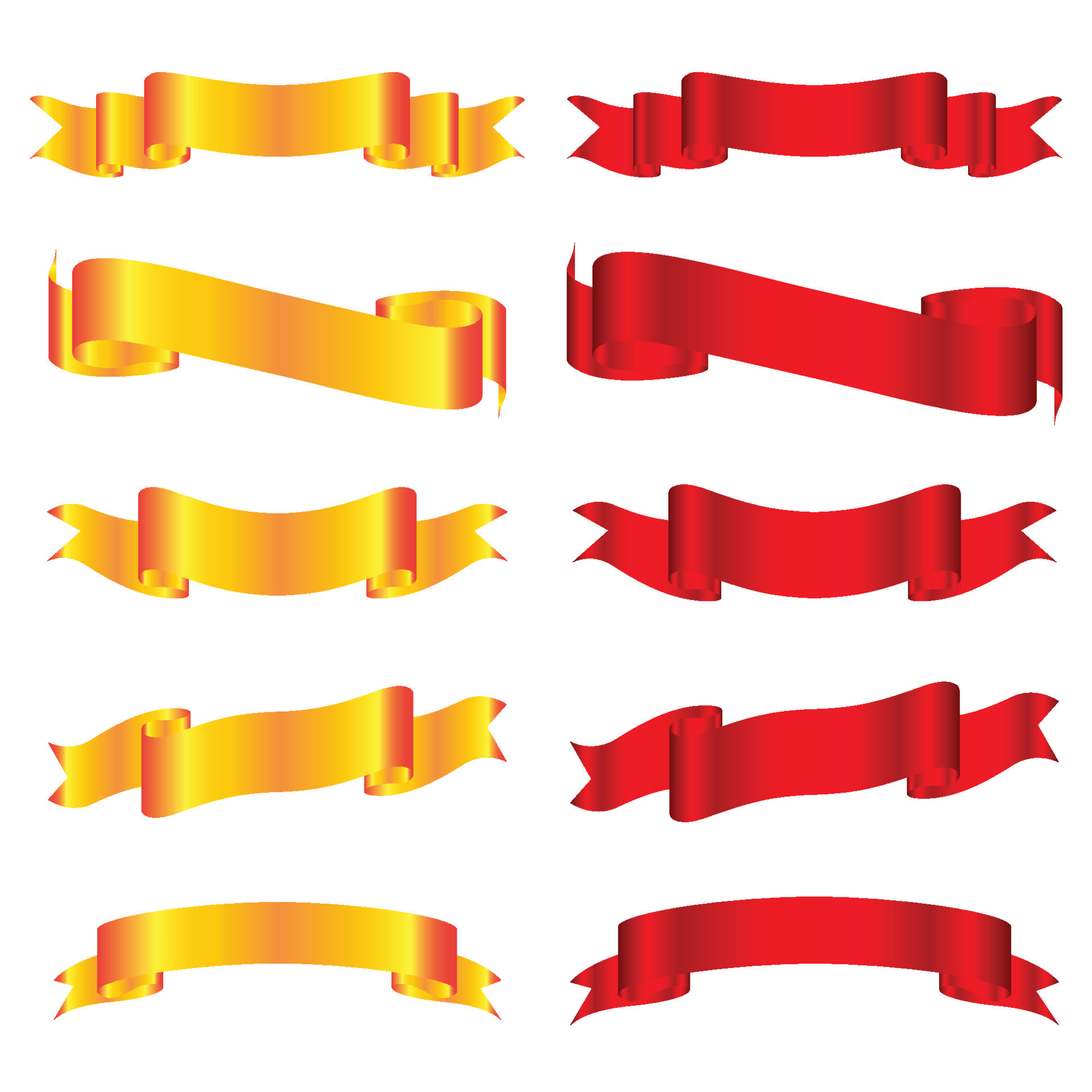 Red and golden ribbon banners set 19607101 Vector Art at Vecteezy