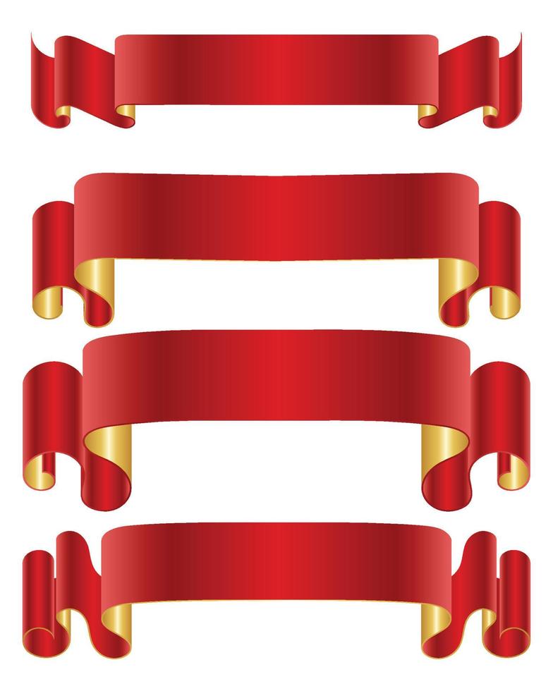 Flat vector ribbons banners set isolated on white background