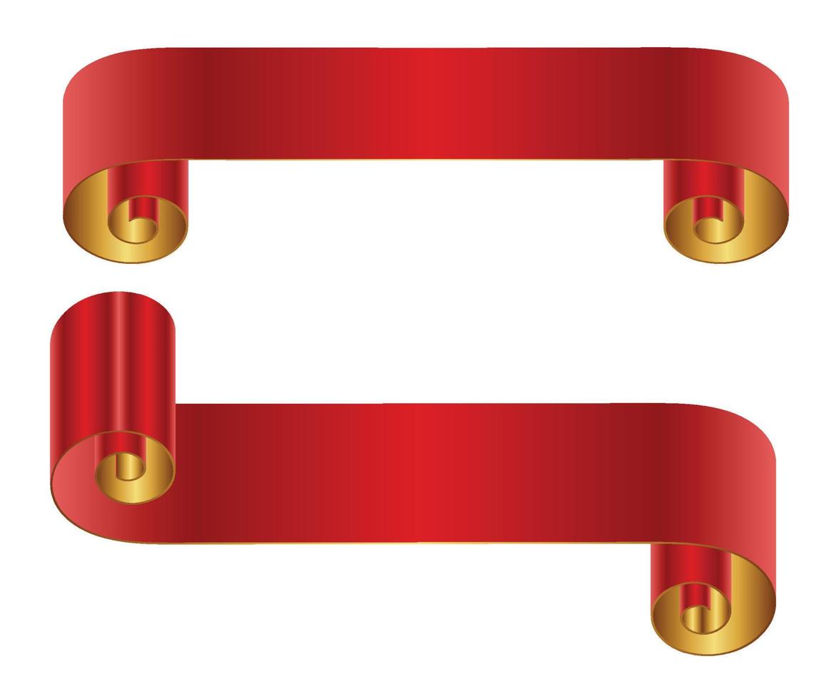 Set of red retro ribbon banners vector illustration.