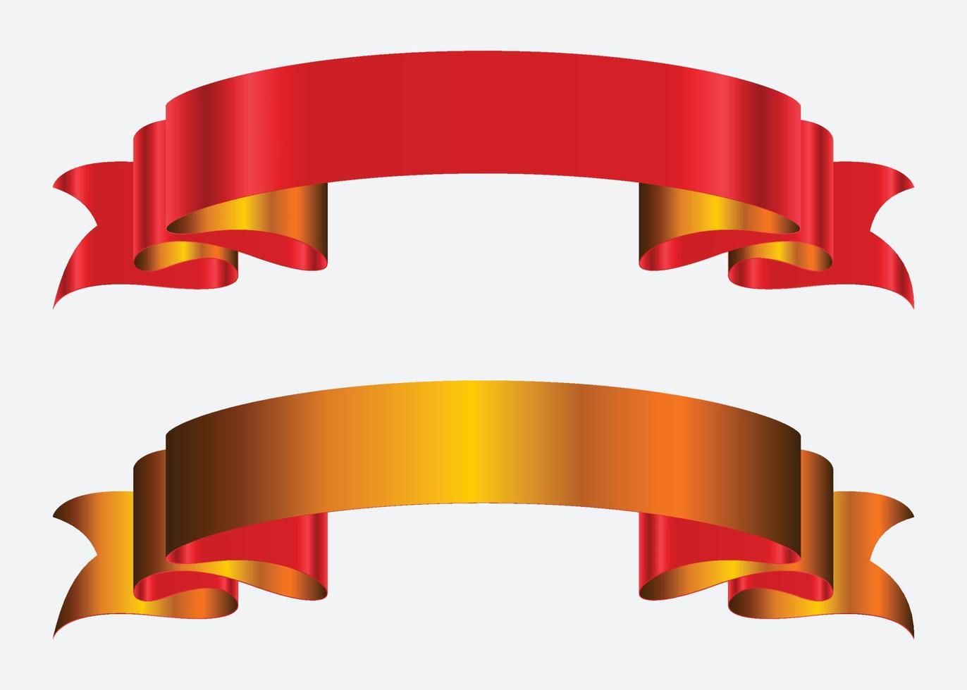 Ilustración de vector de banner de cinta roja y dorada.