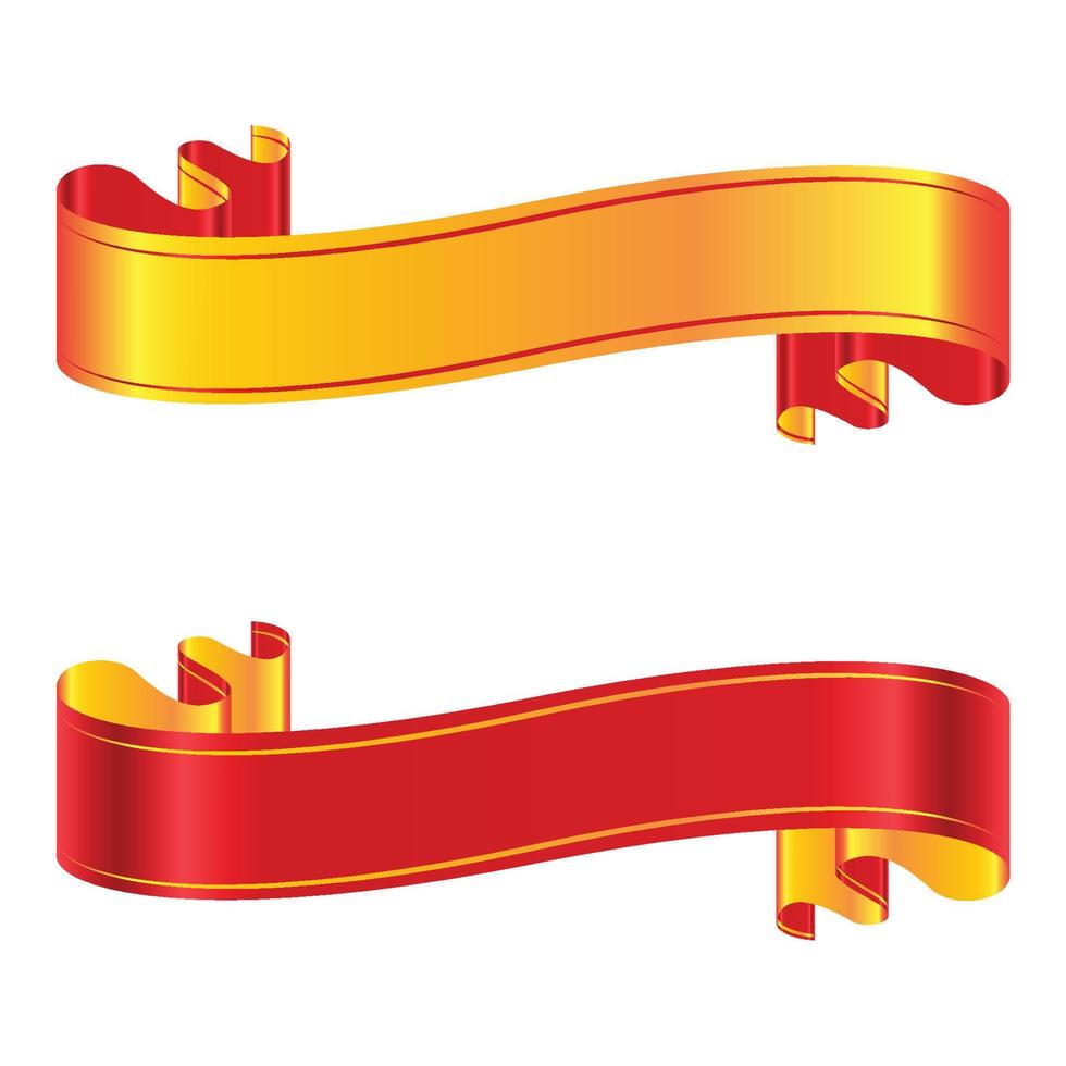 Red and golden ribbon banner vector illustration.