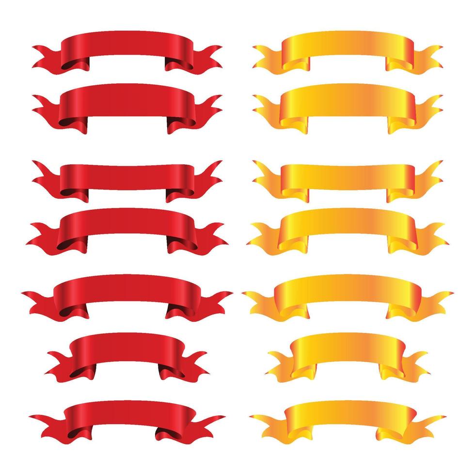 Red and golden ribbon banners set vector