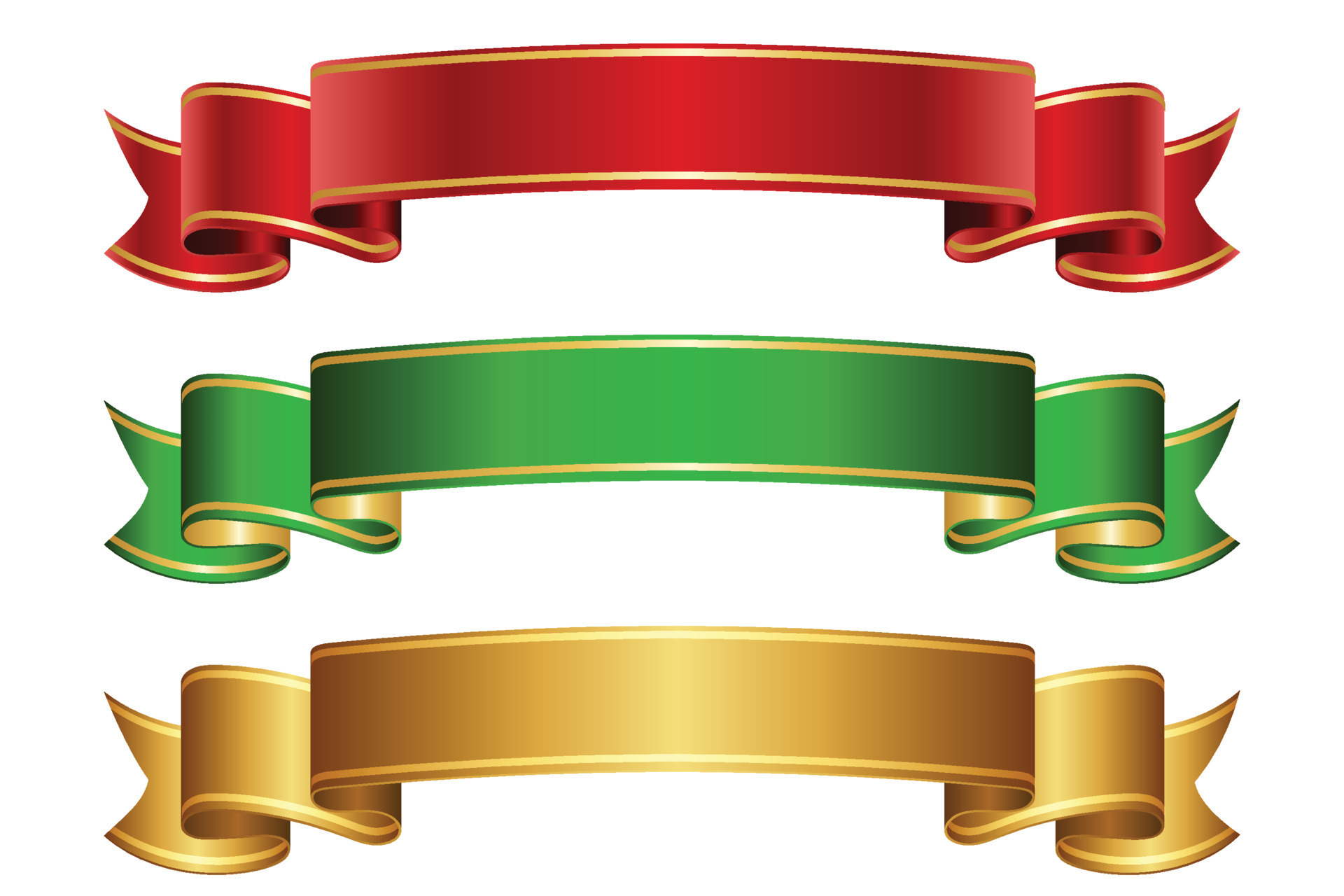 Red, golden and green ribbon banner set. 19607239 Vector Art at Vecteezy