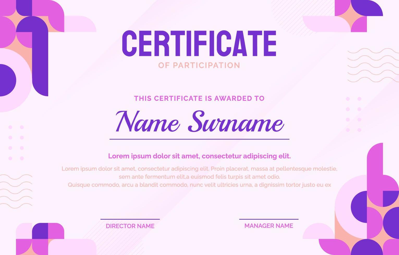 Template of Creative Certificate with Geometric Style vector