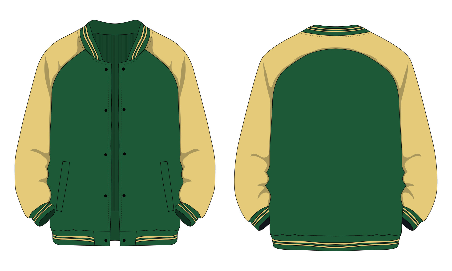 Varsity jacket template front and back view. Vector illustration ...