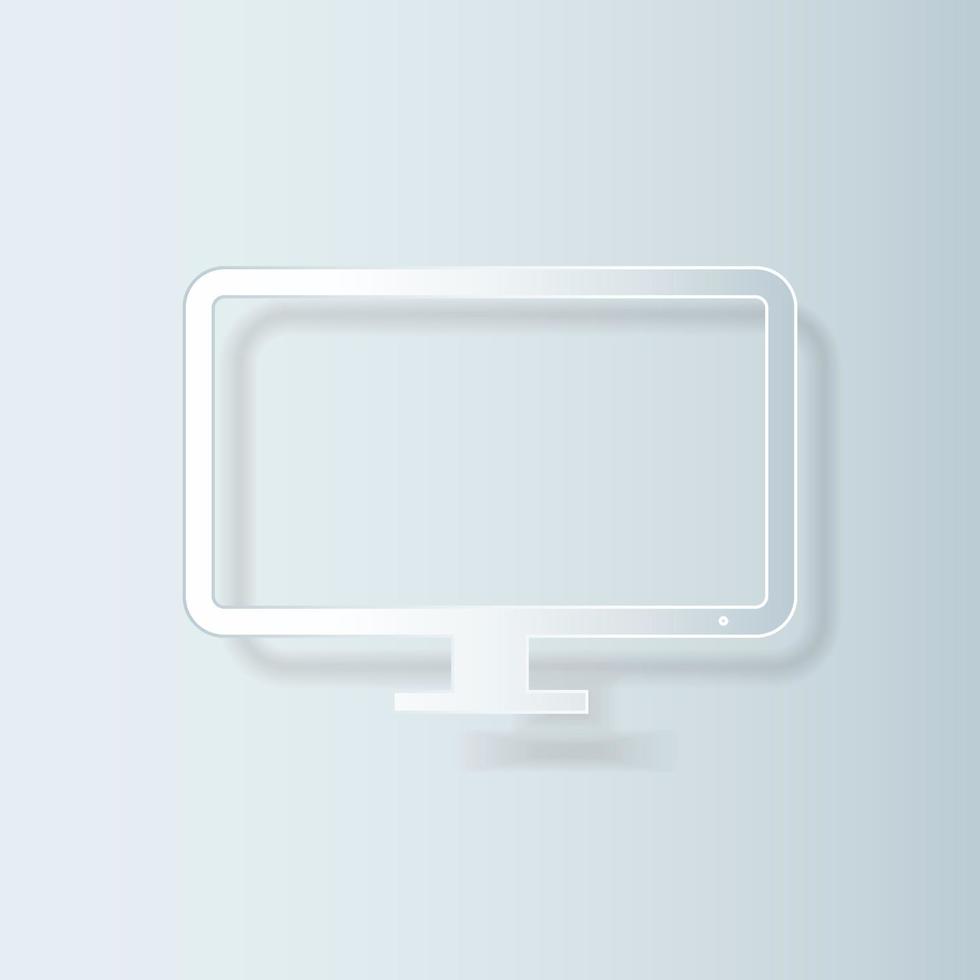 Paper art style monitor icon isolated on grey background. Monitoring icon. Vector Illustration