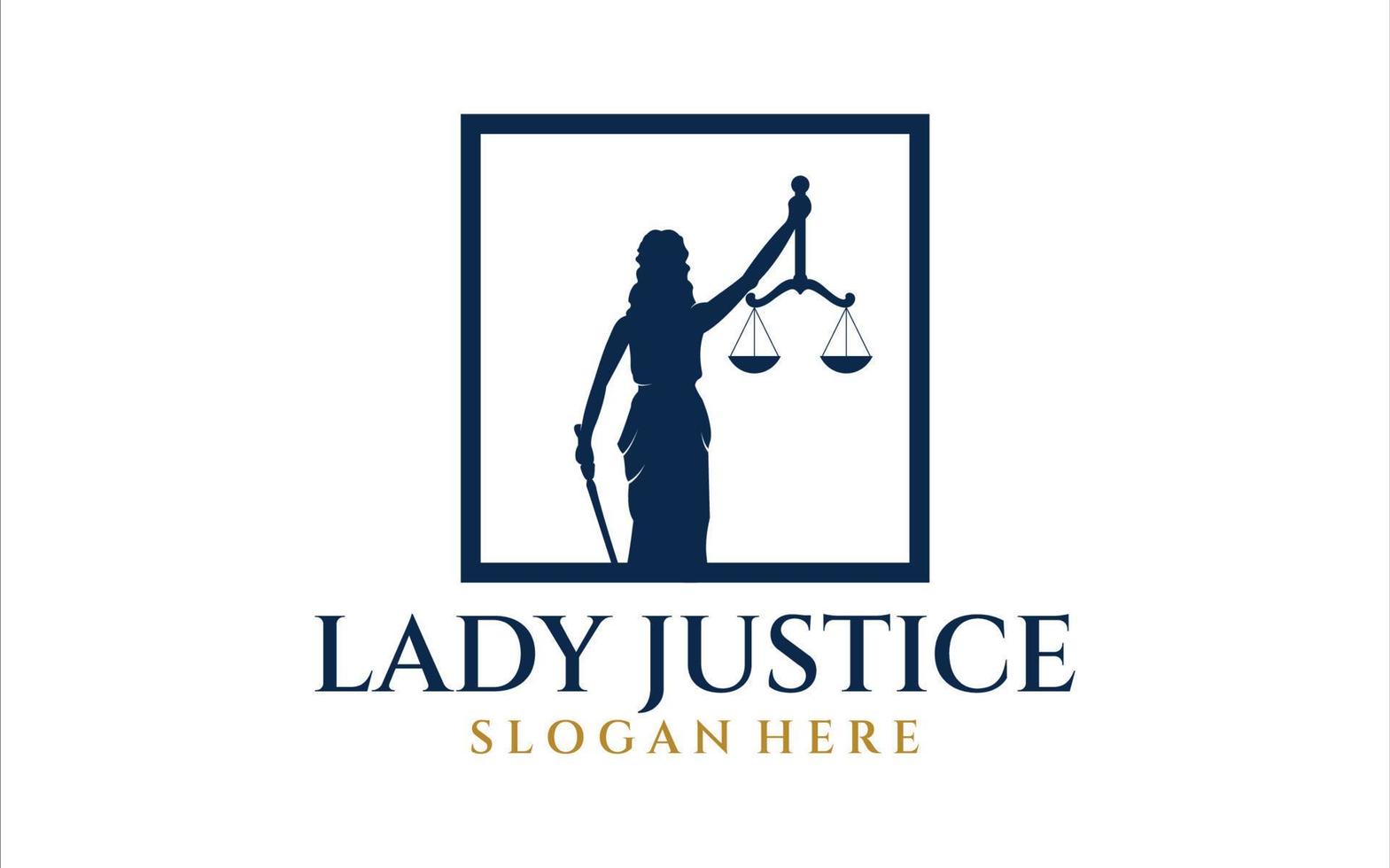 concepto de derecho de dama, abogada, diseño de justicia.logotipo o etiqueta para bufete de abogados. ilustración vectorial vector