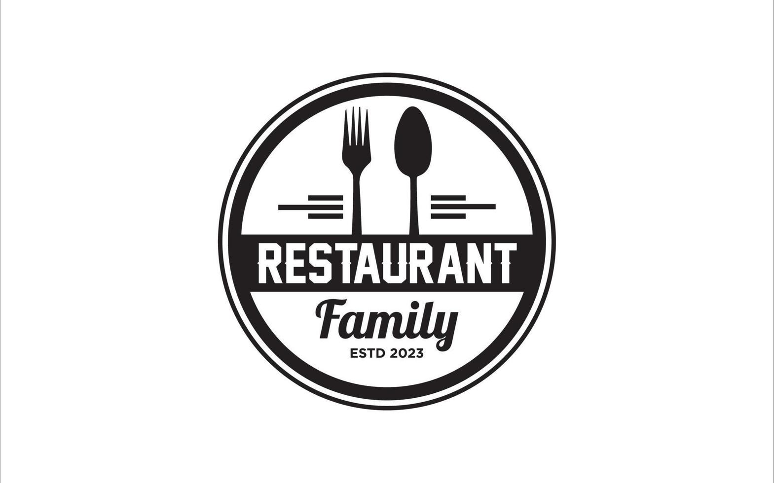 Restaurant badge, poster with fork and knife logo template vector