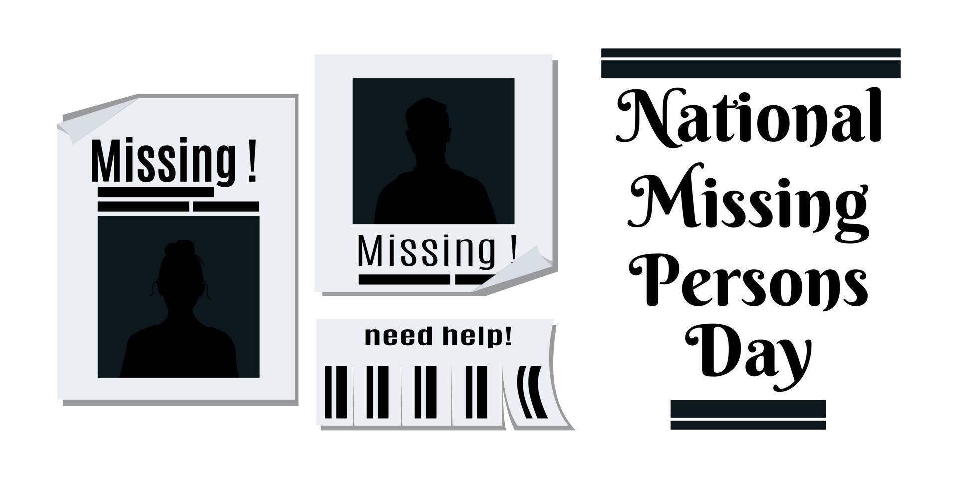 National Missing Persons Day, horizontal design on a socially significant topic vector