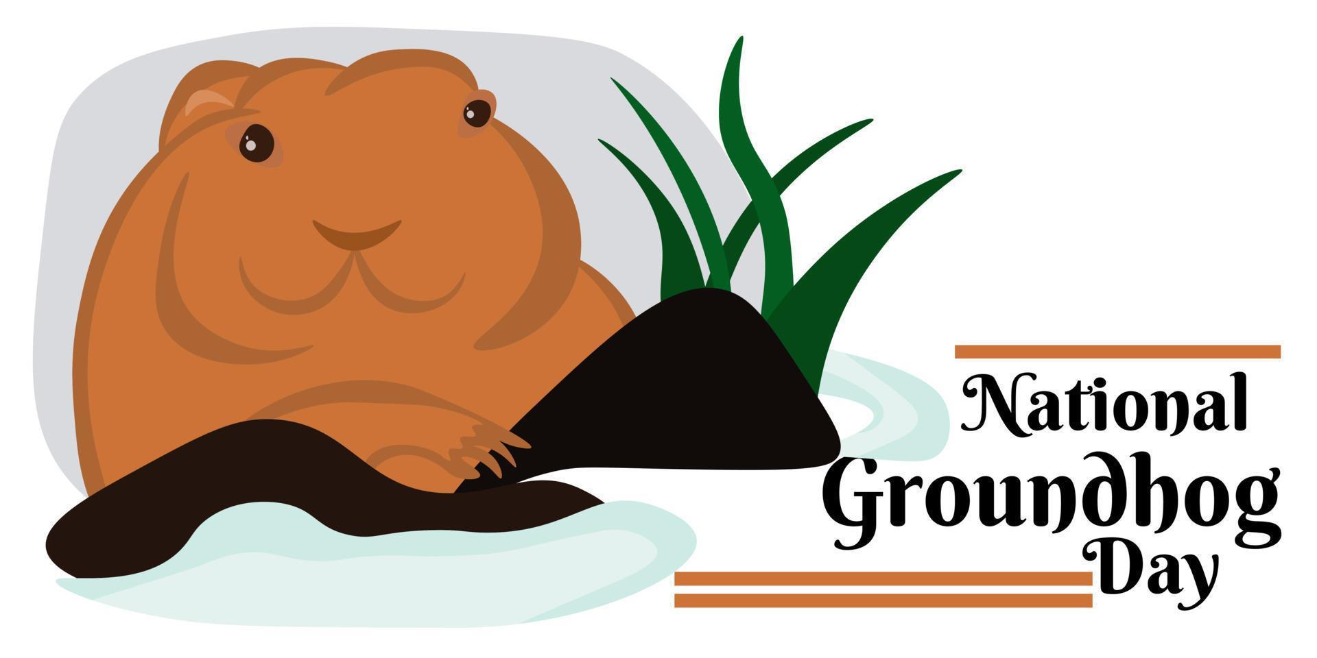 National Groundhog Day, Horizontal banner design for theme design vector
