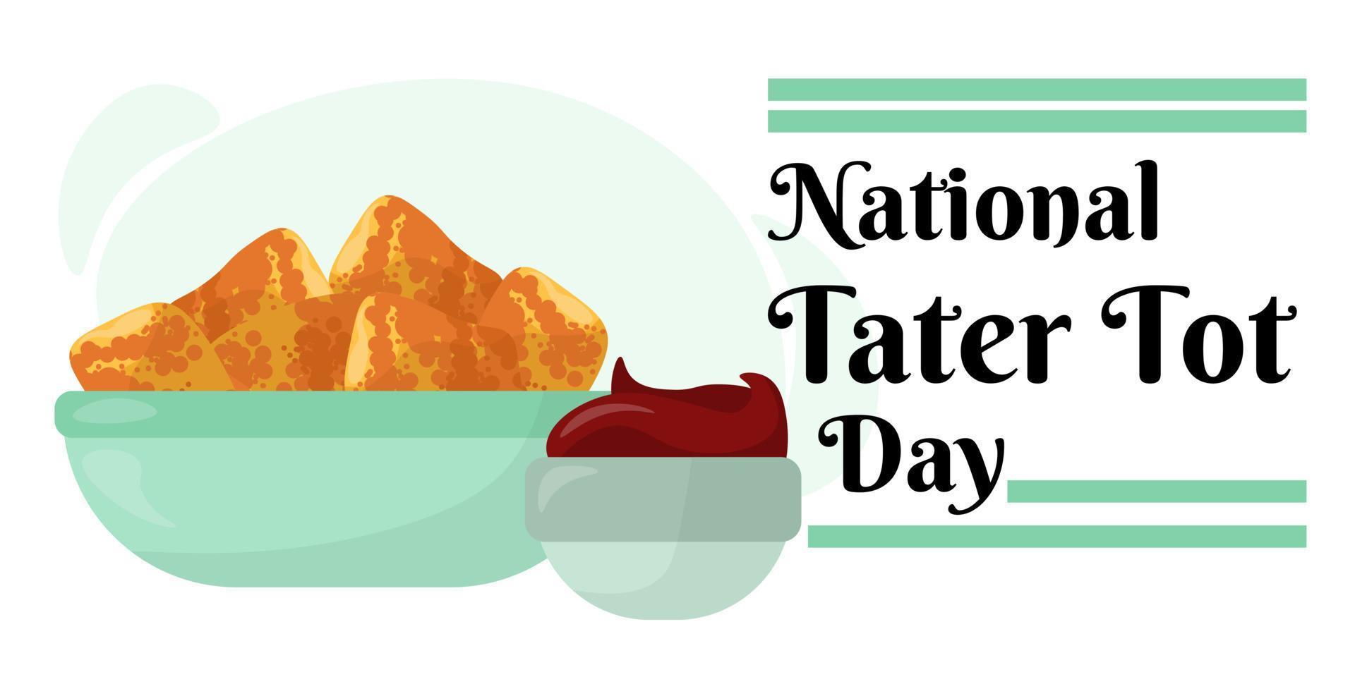 día nacional del tater tot, idea para un diseño horizontal para un evento o diseño de menú vector